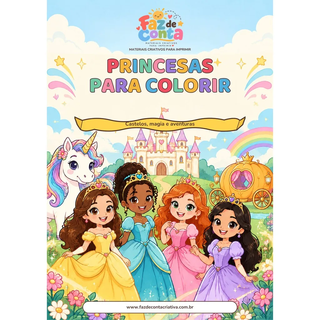 Capa do material Princesas para Colorir: Castelos, Magia e Aventuras