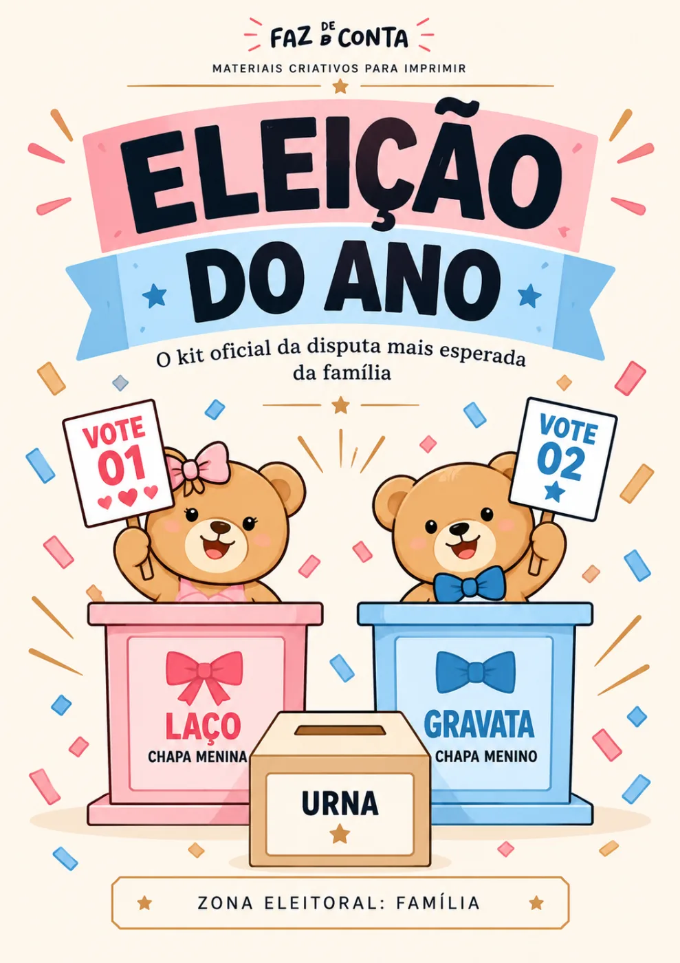 Capa do material Eleição do Ano — Kit de Votação para Chá Revelação