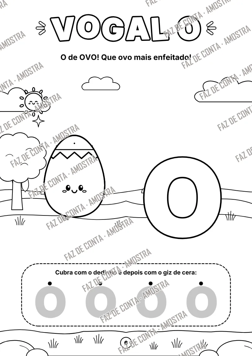 Amostra da página 6 — Vogal O e traçado sensorial