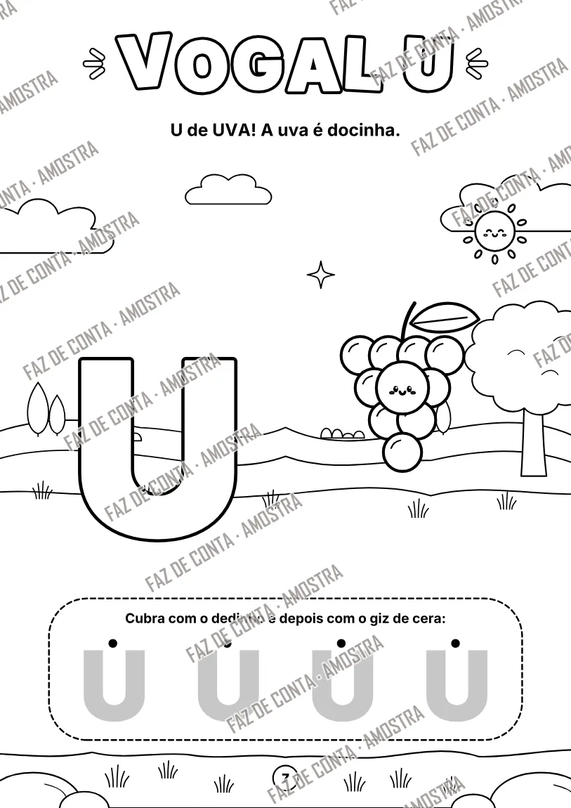 Amostra da página 7 — Vogal U e traçado sensorial