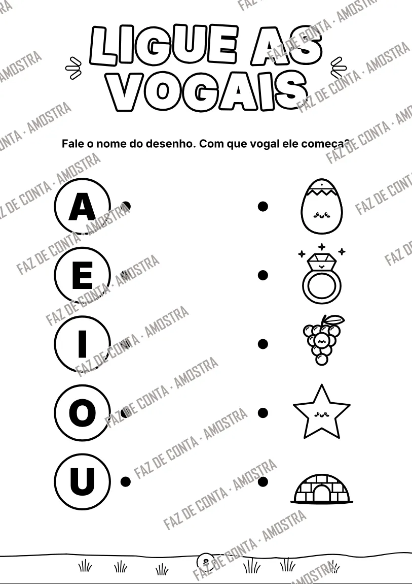 Amostra da página 8 — Atividade Ligue as Vogais